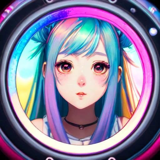 beautiful girl, cute, blissful, multi-colored hair,... | OpenArt