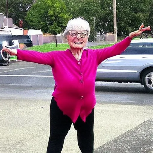 Prompt: t-posing grandma