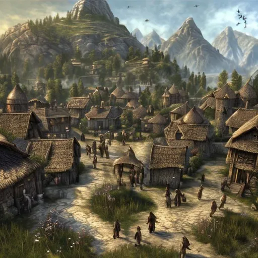 Prompt: elder scrolls village artwork