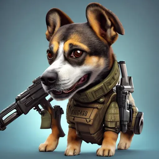 Prompt: dog with a gun
