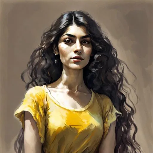 Prompt: thin dark skin Azerbaijan women with long large wavy hair and Aquiline hook bent nose from the 1910's