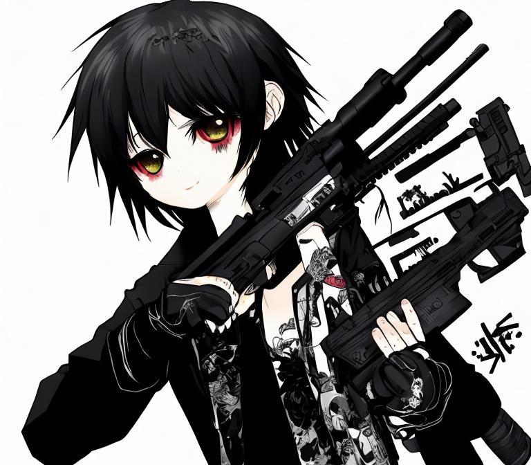 A character from anime gun gal online wielding a futuristic weapon on  Craiyon