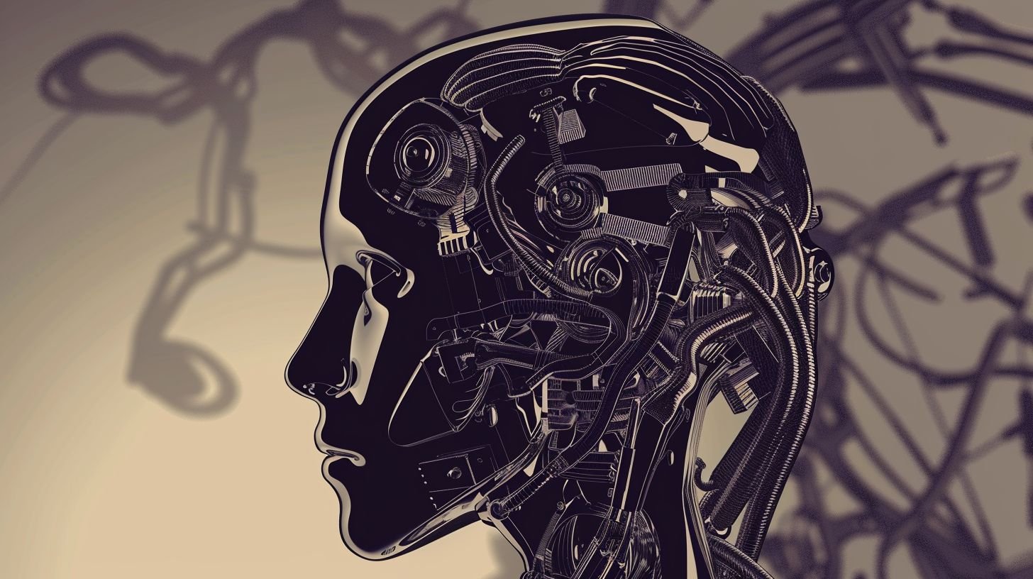 Prompt: vector black outline of a thinking machine, cell shaded, extreme depth of field