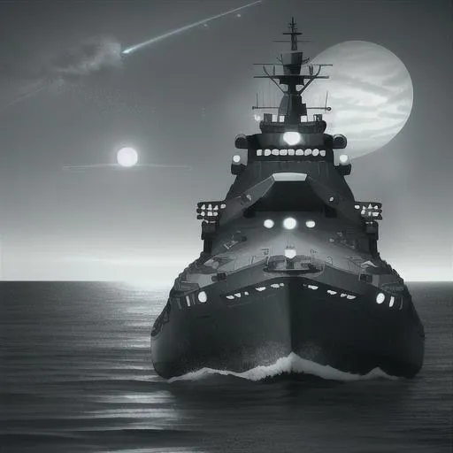 Prompt: Render an image with the (((UNSC))) heavy frigate space vessel's front section visible on the left side. Jupiter's gaseous form fills a tenth of the view, its rings faintly visible. Europa orbits it, the sun casting a soft, distant light. This 1400meters long and 140meters wide frigate has missile silos on sides and PDC's all over, the engines are placed so it can accelerate and then decelerate after it flips.