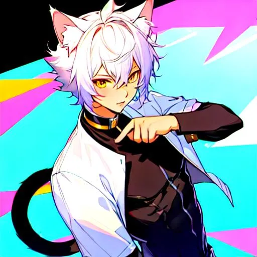 Prompt: Cat boy hybrid (male, short hair)