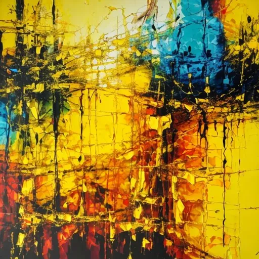 Prompt: Abstract painting with yellow fearures