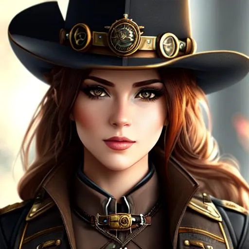 Prompt: female Ranger, trending on artstation, realistic, trending on Instagram, beauty, steampunk, gun, goth, grunge