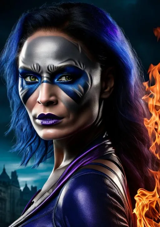 Prompt: High-resolution hyperrealistic photo of mutant mystique raven darkholme merged with x-man blink clarice ferguson,, uhd, hdr, 64k