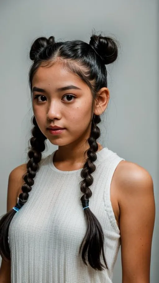 Prompt: Beautiful alien girl with pigtails