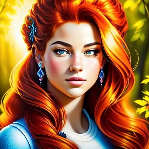 Prompt: a realistic feminine princess, Rapunzel, but with red hair, HD
