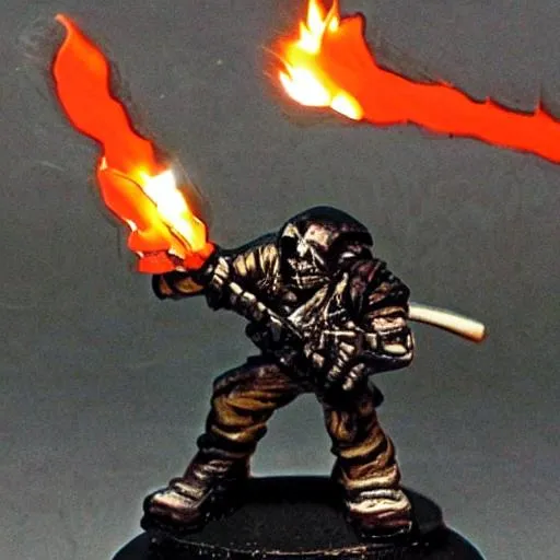 Prompt: death soldier with flame thrower