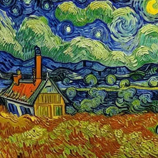 Prompt: van gogh style house, realistic,dreamy
