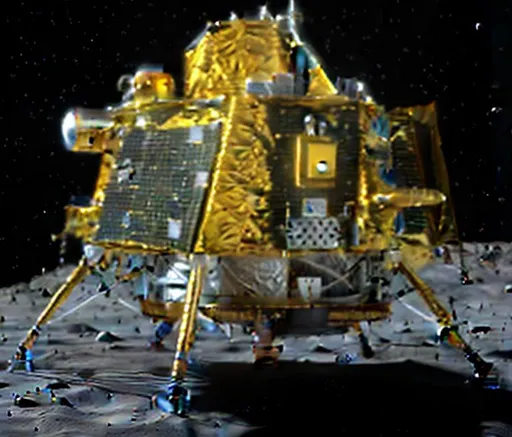 Prompt: A photorealistic image of moon with the lander module in front