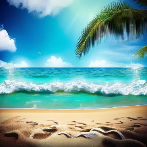 Prompt: realistic photo of beach scene
