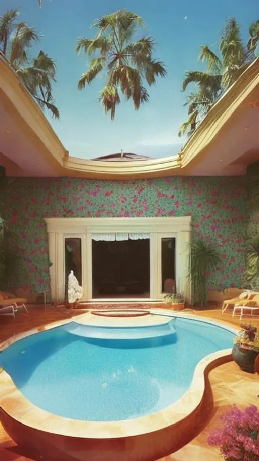 Luxury pool and bedroom in the 90s