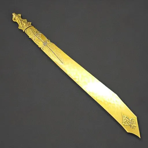 Prompt: Middle age golden sword