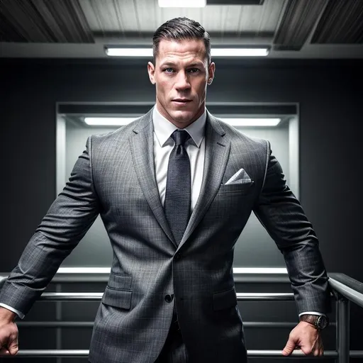 Prompt: Waist high Portrait of a beautiful and handsome John cena in suit with tie,  perfect detailed face, detailed symmetric hazel eyes with circular iris, realistic, stunning realistic photograph, 3d render, octane render, intricately detailed, cinematic, trending on art station, Isometric, Centered hiper eallistic cover photo, awesome full color, hand drawn, dark, gritty, klimt, erte 64k, high definition, cinematic, neoprene, portrait featured on unsplash, stylized digital art, smooth, ultra high definition, 8k, unreal engine 5, ultra sharp focus, intricate artwork masterpiece, ominous, epic, trending on artstation, highly detailed, vibrant