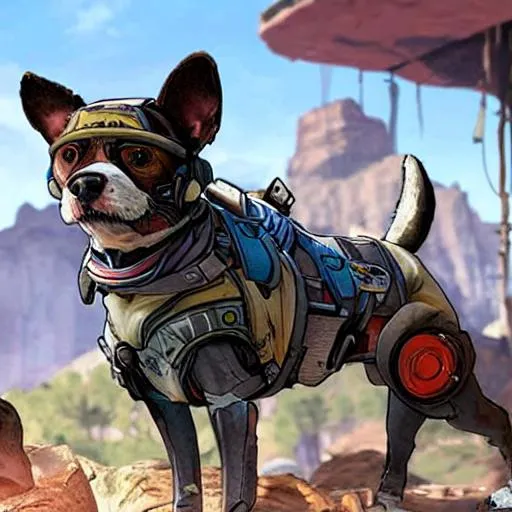 Prompt: A dog in apex legends 