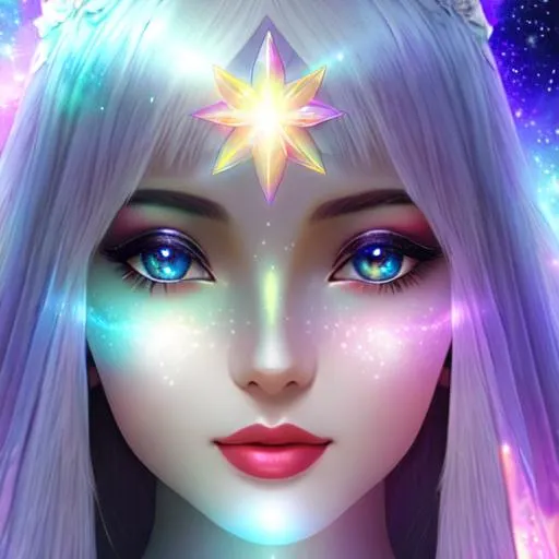 Prompt: White prism, cosmic,etherial, fairy, goddess of light ,closeup