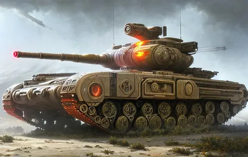 Prompt: portrait shot of tank cybertronic with red leds in a scenic dystopian environment, roman military guy around, intricate, elegant, highly detailed, centered, digital painting, artstation, concept art, smooth, sharp focus, illustration, artgerm, tomasz alen kopera, peter mohrbacher, donato giancola, joseph christian leyendecker, wlop, boris vallejo