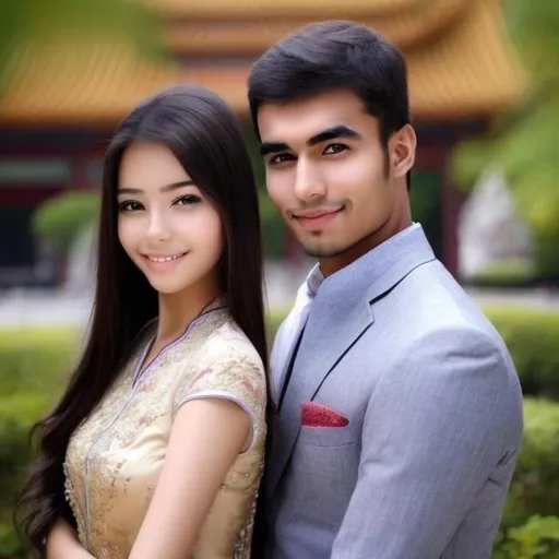 Prompt: beautiful chinese girl with handsome indian boy