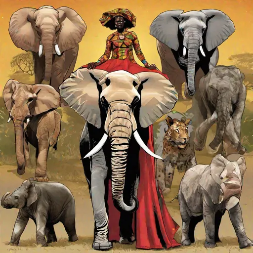 Prompt: The African Wildlife Big Five Clothed As Super Heroes