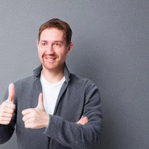 Prompt: a man giving a thumbs up in a white background 