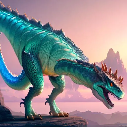Prompt: A three tailed bipedal dinosaur-like dragon, pastel colors, reflective, perfect composition, hyperrealistic, super detailed, 8k, high quality, trending art, trending on artstation, sharp focus, studio photo, intricate details, highly detailed, Trending on Artstation, Cozy wallpaper, Pastel colors, soft lighting