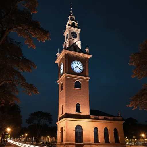 Prompt: generate the image of clock tower showing the beauty of clock tower during darkness

