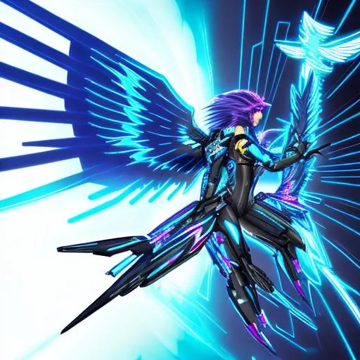 Prompt: thunder bird cyber punk with electric wings