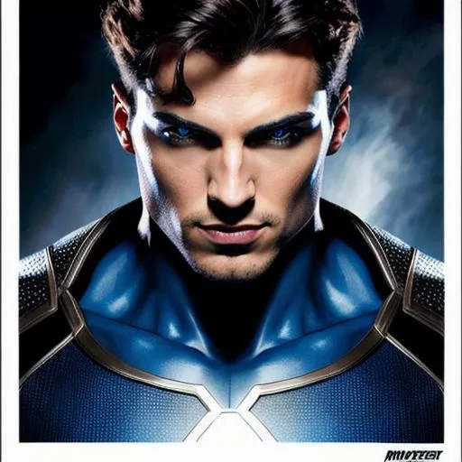 Prompt: Male Mystique from X-Men, Photorealistic, Masterpiece, Vivid Colors, Deep Colors, Highly detailed Face, Highly Detailed Hands, Intricate Detail, Striking Eyes, WLOP, Dynamic Lighting, Highly Detailed, Splash Art, Comic Art, Film Quality, 64K Resolution, Marvel Comics, Maximalist.