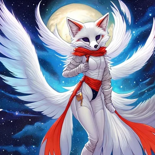 Prompt: angelic furry fox girl 
drone weaving the fabric of space and time and creating 