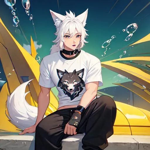 anime white wolf boy