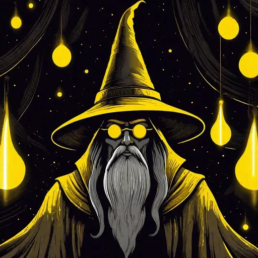 Prompt: "An illustration of an evil wizard wearing yellow wizard's hat in the style of film noir aesthetic, anime aesthetic, i can't believe how beautiful this is, dark silver and yellow, monochromatic minimalist portraits, pop art sensibilities, animated gifs, Lou Xaz"
"Detailed vibrant libraryin space, Beautiful, goddess, golden orbs, bioluminescent mushrooms, artwork by Brian Kesinger, Kilian Eng, Erin Hanson, Ralph Steadman, Richard Anderson :: Epic scale, highly detailed, clear environment, triadic colors cinematic light 16k resolution, trending on artstation"
