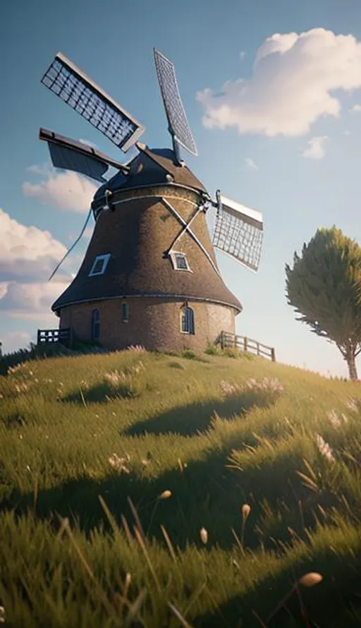 Prompt: environment art, 4k highly detailed, windmill, Full hd, 16k octane render, grass, ray tracing, unreal engine, 3d, art, high detail, photorealistic, beautiful, dynamic