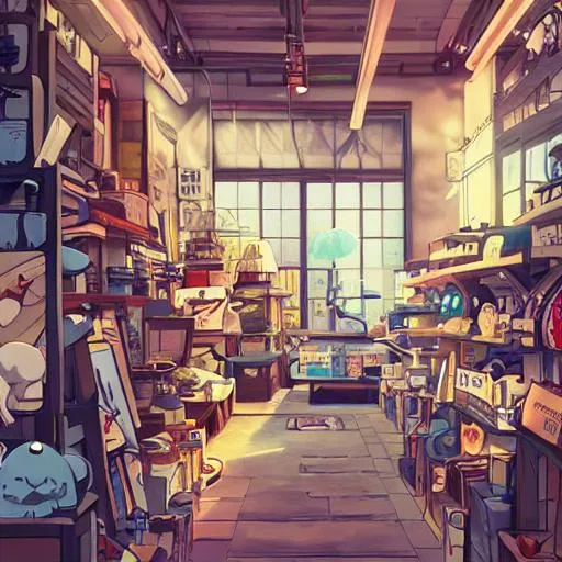 Prompt: store full of curious collectibles :: incredible, anime, Digital 2D, animated by Kyoto Animation, Studio Ghibli, Miyazaki, AKIRA art style, beautiful, gorgeous, dramatic lighting, rule of thirds, perfect composition, trending on ArtStation, 4k --ar 1:2 --quality 2