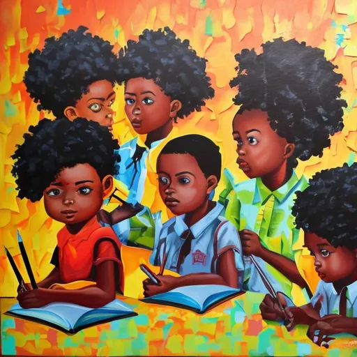 Prompt: acrylic painting of black education
