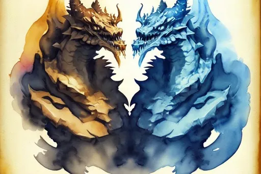 Prompt: Please create a monster manual page baking, I want a faint watercolour draconic beast with smokey watercolour effects