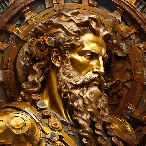 Prompt: "the god of time!!! ancient muscular god | by Michelangelo and Auguste Rodin | clockpunk | steampunk!! clockwork | metals | gears | engine | gadgets | victorian fashion alternative | steam | polished | machinery | perfectly centered!!! forward-facing! flowing hair | head and shoulders portrait | deep color | shadowdepth | vivid oil painting | sharp_focus, 8k_resolution | 3D shading | polished | intricate, natural lighting | colorful | ambient occlusion"
"the god of time!! centered head and shoulders portrait clear focus hyperdetailed chiaroscuro academic art depth of field, ambient occlusion shadowdepth Anato Finnstark | Android Jones | Darek Zabrocki gloss | polished hyperrealism | realistic | brass | clockpunk | steampunk | gears gadgets gold brass metals ancient sacred perfect_proportions | perfect_anatomy accurate_anatomy"
"the god of time Mark Brooks and Dan Mumford, comic book art, perfect concept art, 3d digital art, Maya 3D, ZBrush Central 3D shading, bright colored background radial gradient background, cinematic Reimagined by industrial light and magic 4k resolution post processing polished hyperrealism | realistic perfect_proportions | perfect_anatomy Amanda Sage | Alphonse Mucha"
"the god of time!!! statue oil painting by John Howe Andy Park Boris Vallejo head and shoulders portrait, 8k resolution concept art portrait by Greg Rutkowski, Artgerm, WLOP, Alphonse Mucha dynamic lighting hyperdetailed intricately detailed Splash art trending on Artstation triadic colors Unreal Engine 5 volumetric lighting"
