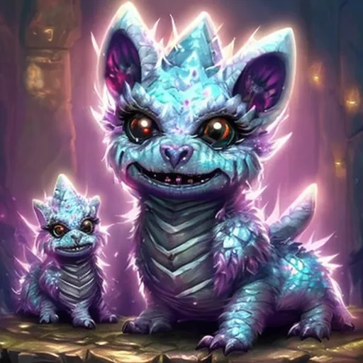 Prompt: Create an image of a Dungeon and Dragons creature called: Sparklepups:

Description: Tiny, energetic puppies covered in sparkling fur.