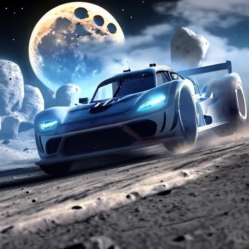 the moon and on the moon is a moon racing game in pr... | OpenArt