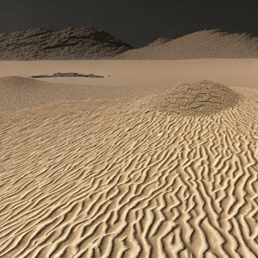 Prompt: pile of sand surrounded by dark space on an empty planet
