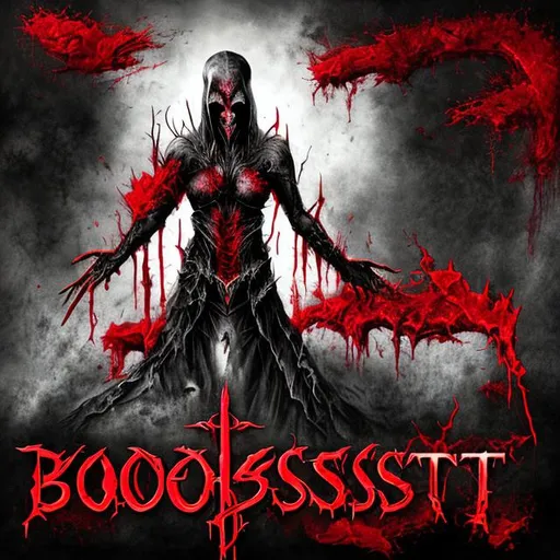 Prompt: Song album art with the name Bloodlust