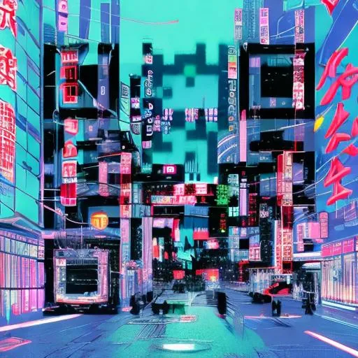 tokyo neon city cyberpunk, futuristic style
