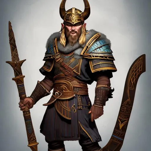 Prompt: A viking in the style of a Egyptian god and destiny 2 vigeo game