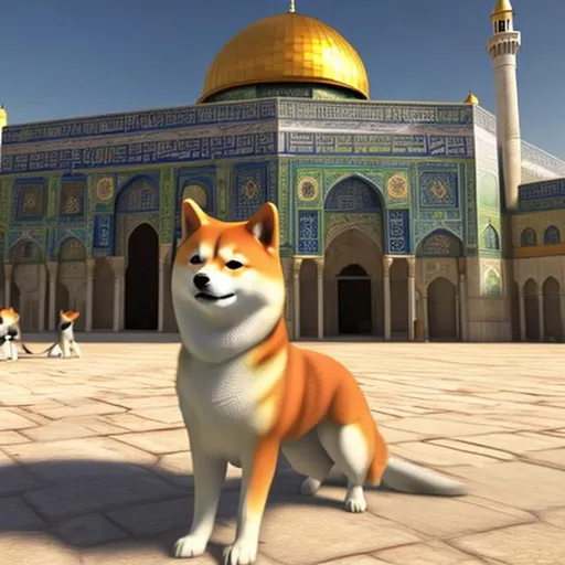 Prompt: Shiba Inu at al aqsa mosque realistic
