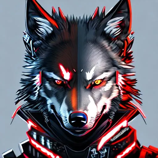 Prompt: Cyberpunk Samurai Wolf