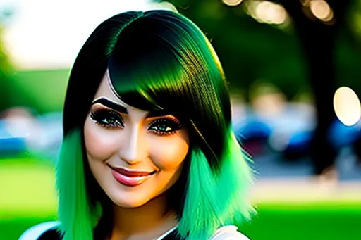 Prompt: Green Hair Wig, Realistic, Detailed, Beautiful