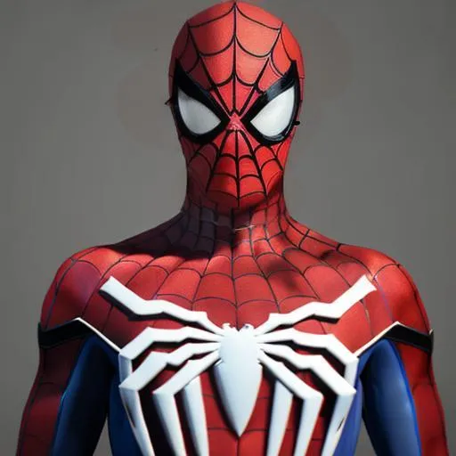 white Spider-Man suit with big black spider in the f...