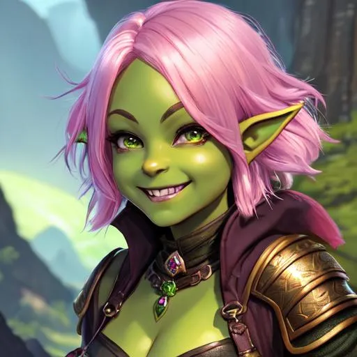 oil painting, D&D fantasy, green-skinned-goblin girl... | OpenArt